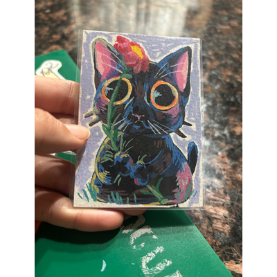 ORIGINAL ART - ''Filly Cat''  and '' Kipper Cat'' set of two, series ''Fuzzy Sunny Fun'' aceo art card thumbnail 1
