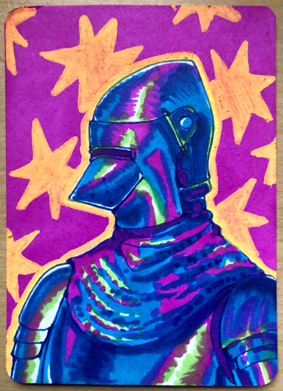 Blue Knight aceo art card