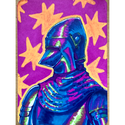 Blue Knight aceo art card thumbnail 1