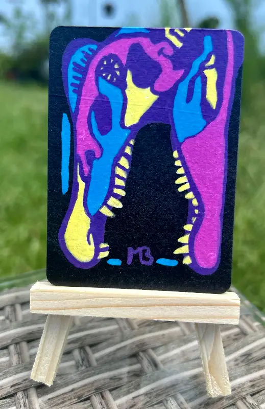 Retro Spinosaurus Skull 5/6 aceo art card