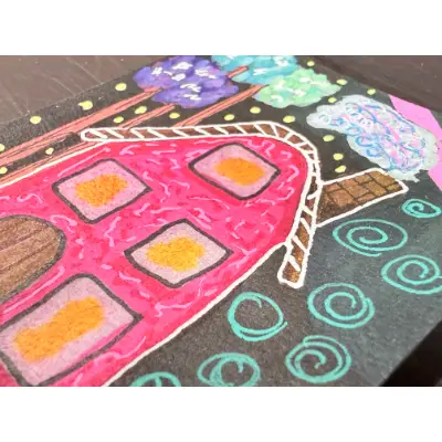 Smoke Show Whimsical House aceo art card thumbnail 2