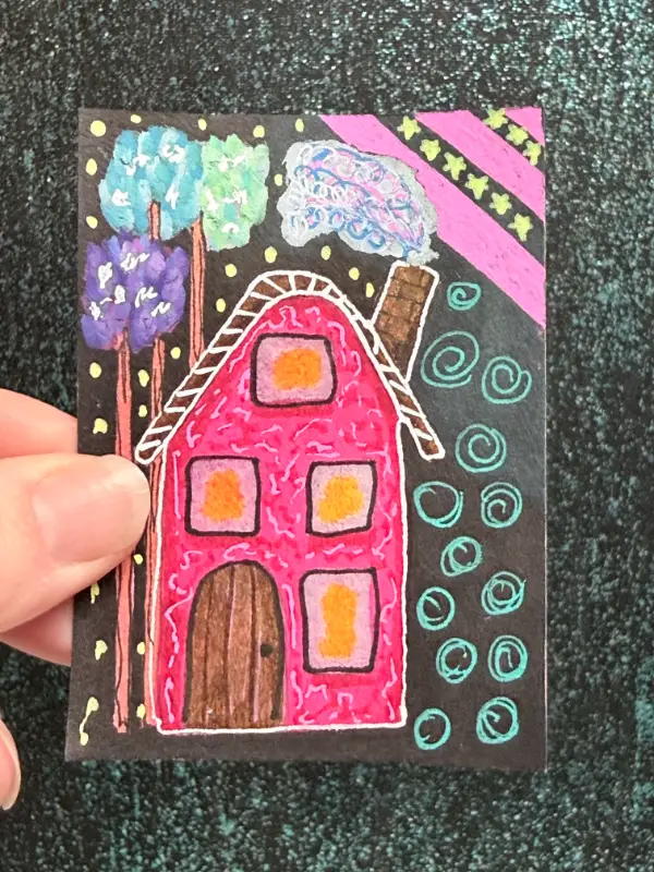 Smoke Show Whimsical House aceo art card