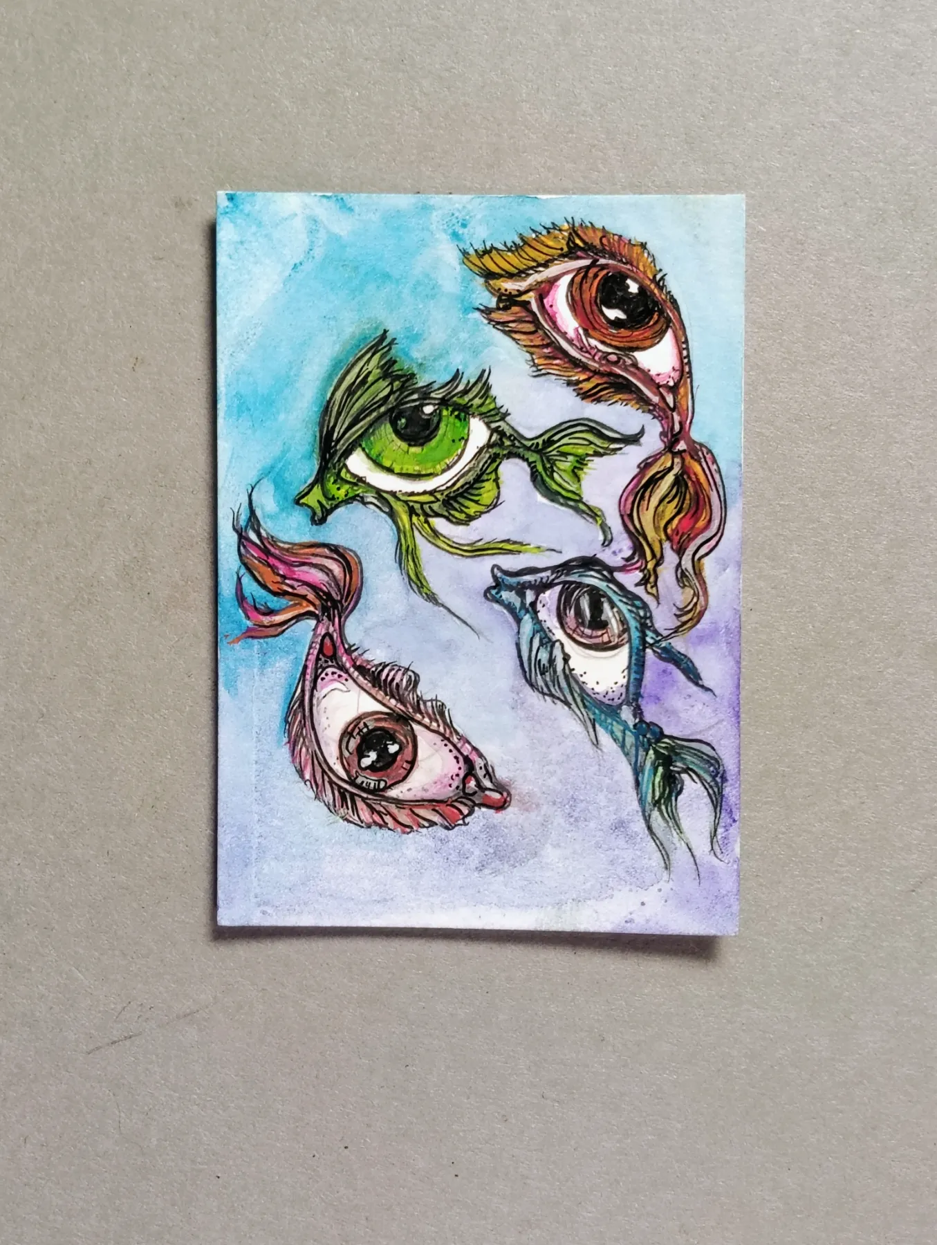 Strange Eyes aceo art card
