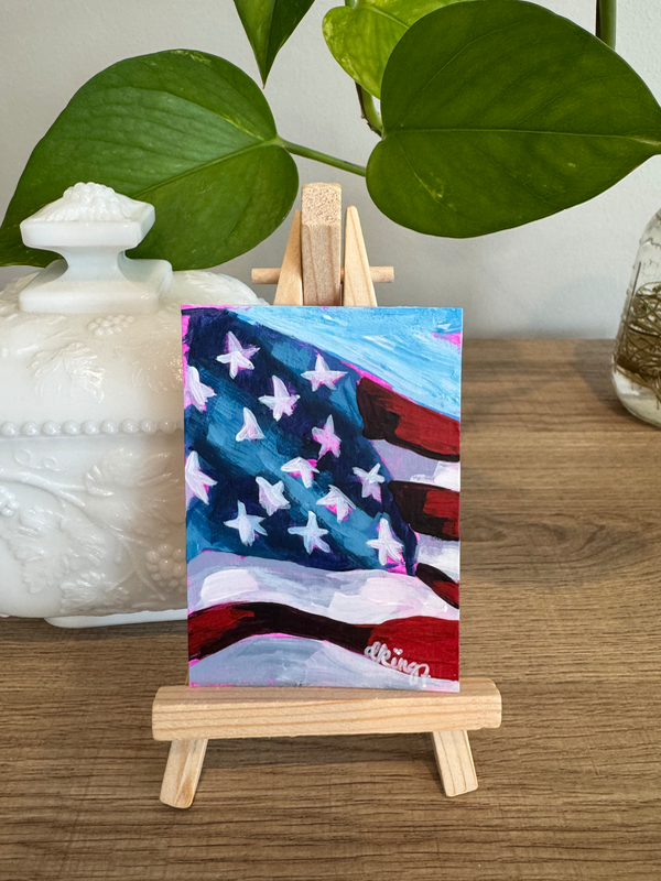 American Flag Study 6/7 aceo art card
