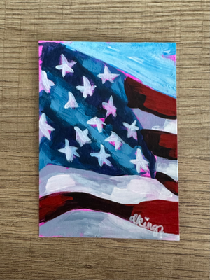 American Flag Study 6/7 aceo art card thumbnail 3