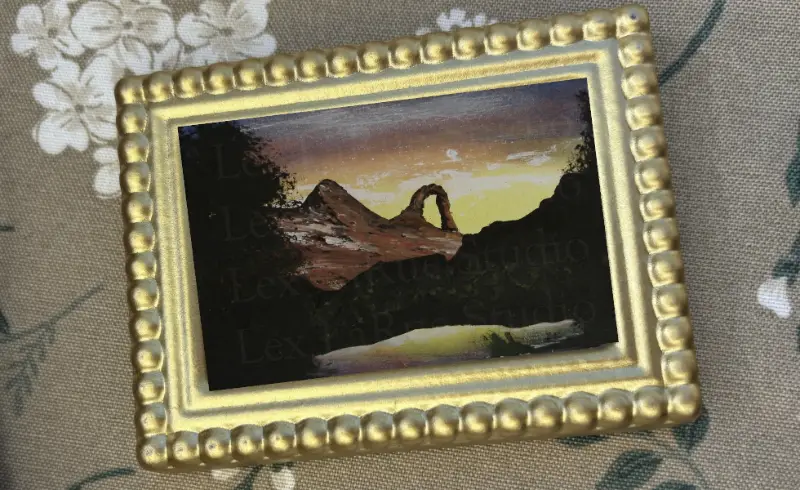 Dawn/Dusk Desert Landscape Rock Archway Canyon 2.5x3.5 in. SIGNED PRINT aceo art card