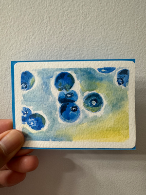 Original Watercolor ACEO Blueberry Fruit Still Life Miniature Art OOAK aceo art card thumbnail 2