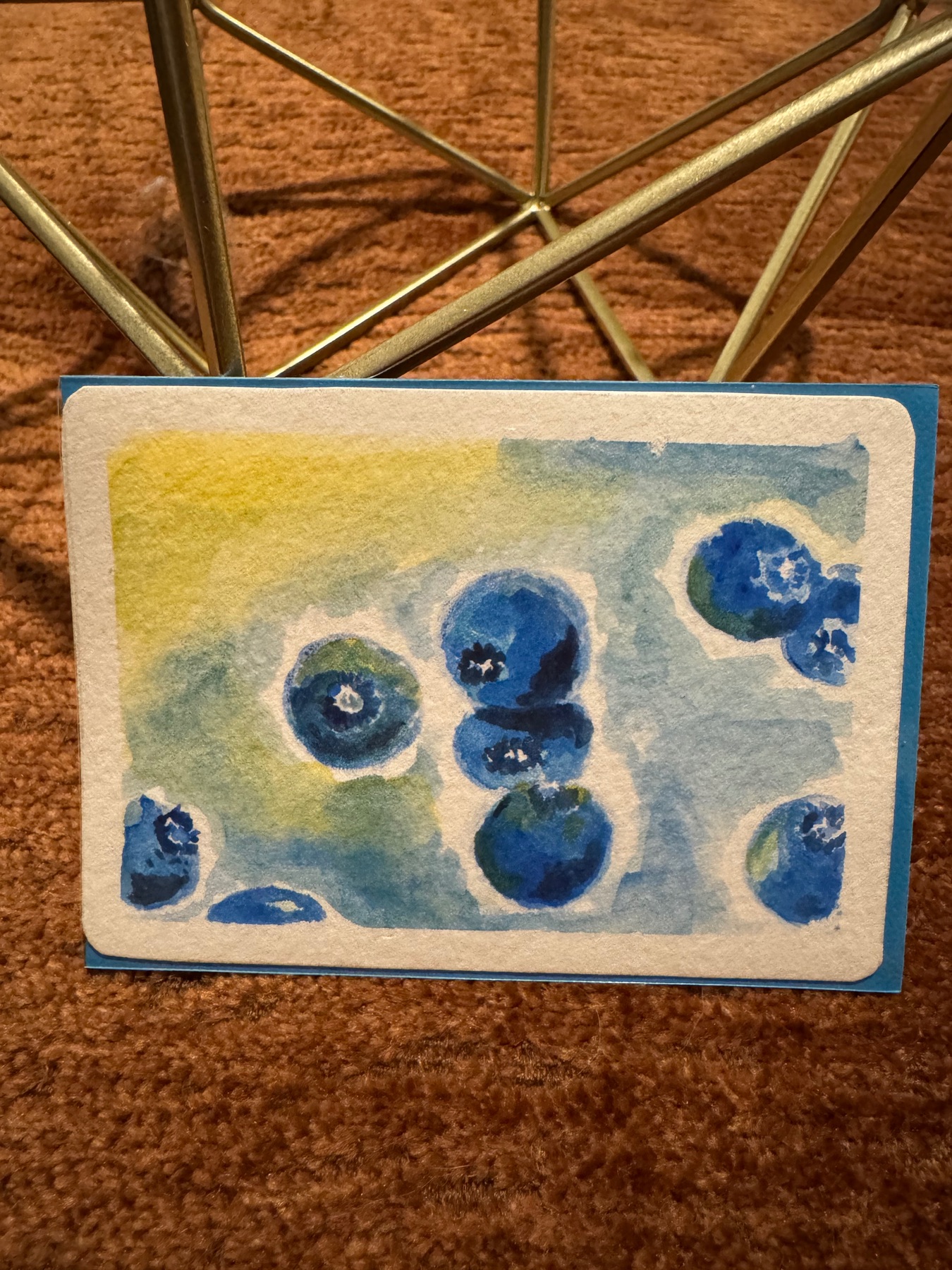 Original Watercolor ACEO Blueberry Fruit Still Life Miniature Art OOAK aceo art card