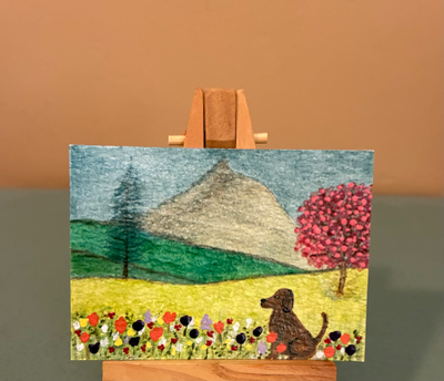 Sitting pretty in blooms aceo art card thumbnail 1