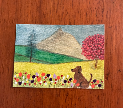 Sitting pretty in blooms aceo art card thumbnail 2