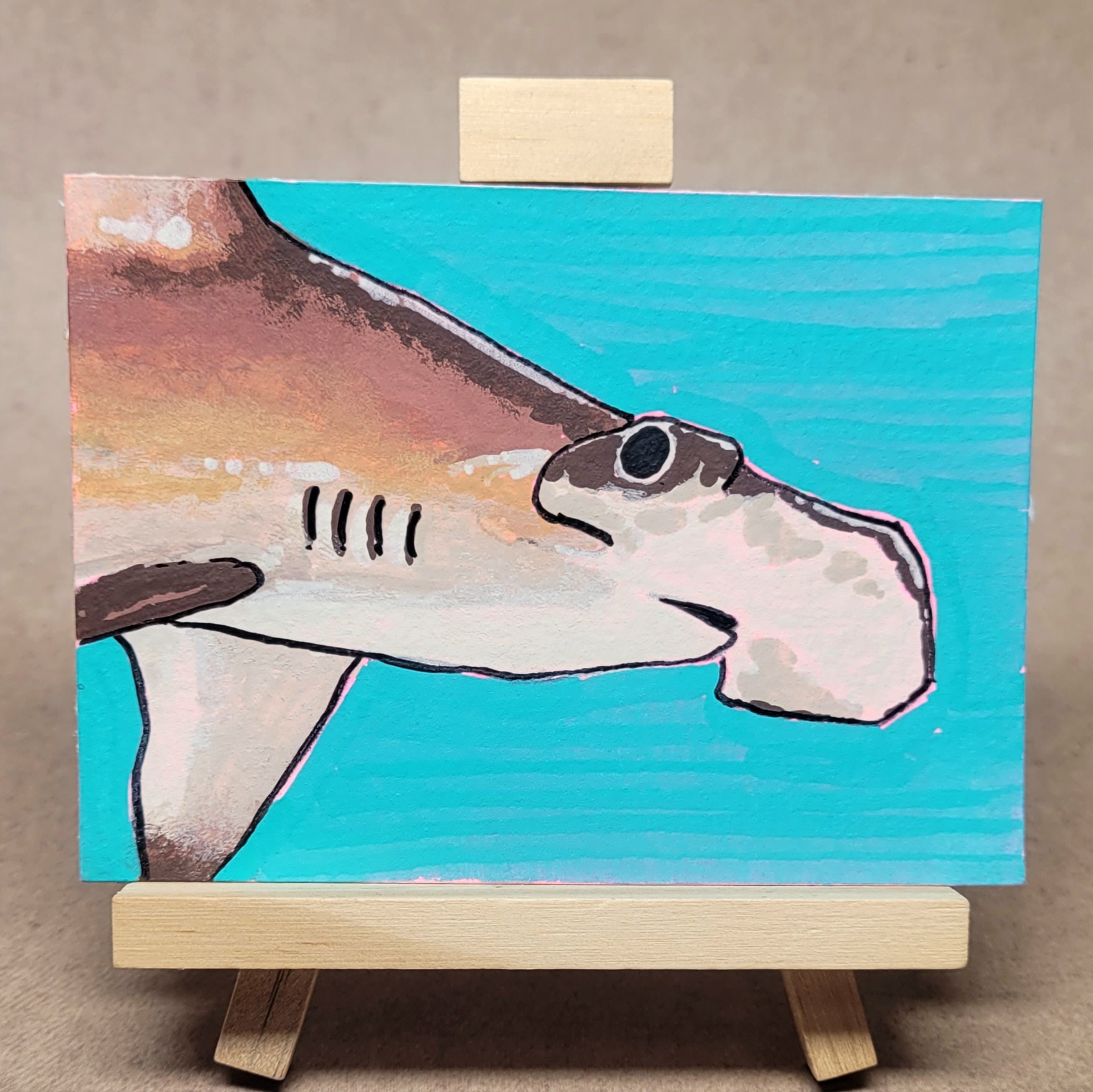 I am a nice shark... aceo art card thumbnail 1