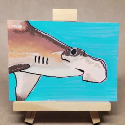 I am a nice shark... aceo art card thumbnail 2
