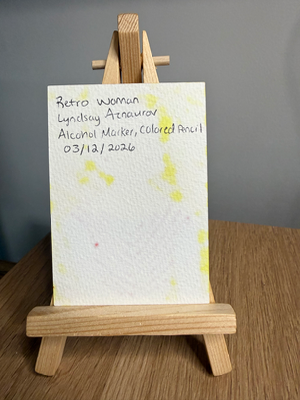 Retro Woman Original ACEO by Lyndsay Aznaurov aceo art card thumbnail 2