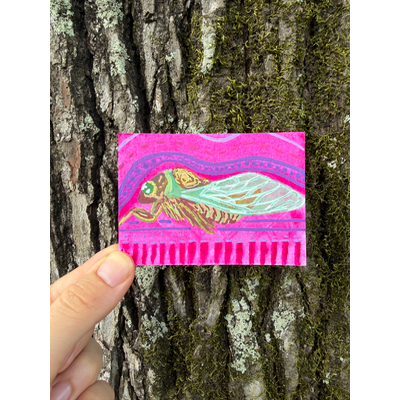 Cicada, Summer in Louisiana, New Beginnings aceo art card thumbnail 1