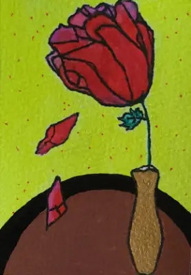 Single Rose aceo art card thumbnail 1