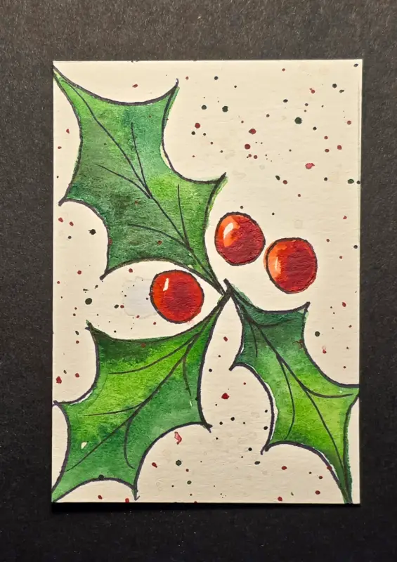 Jolly Holly aceo art card