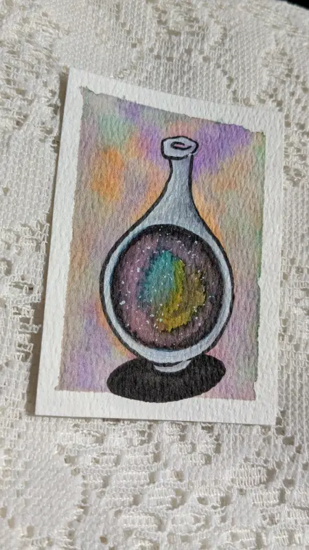 Message in a bottle aceo art card