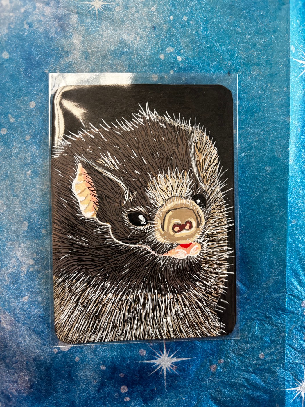 Hairy legged Vampire Bat aceo art card