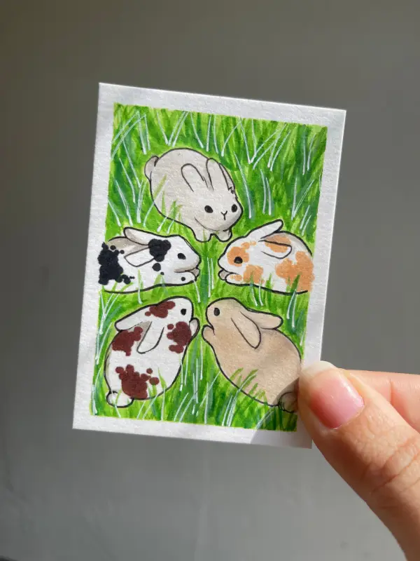 Bunny Meeting aceo art card