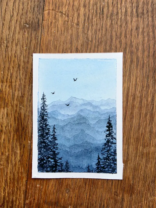 Blue mountain ridge aceo art card