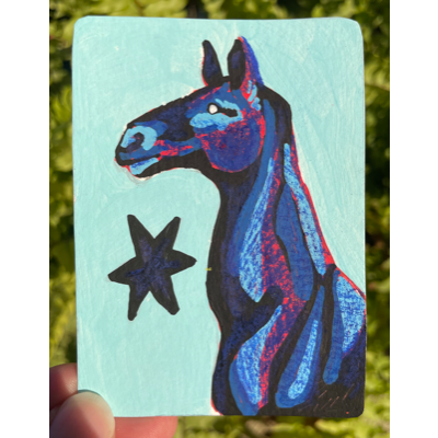 "Horse with no mane" aceo art card thumbnail 1