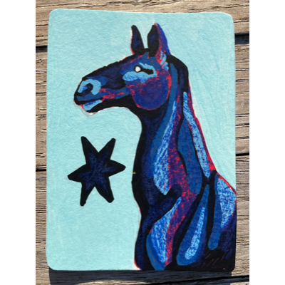 "Horse with no mane" aceo art card thumbnail 2