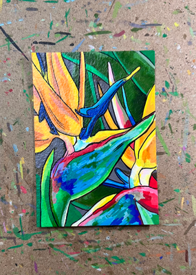 Bird of Paradise aceo art card thumbnail 1