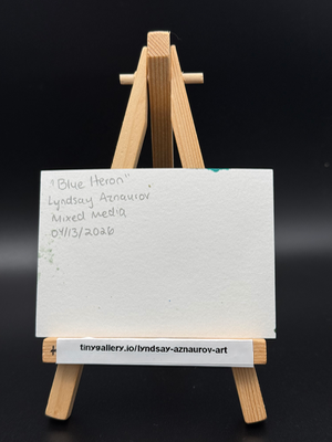 Blue Heron Original ACEO by Lyndsay Aznaurov aceo art card thumbnail 4