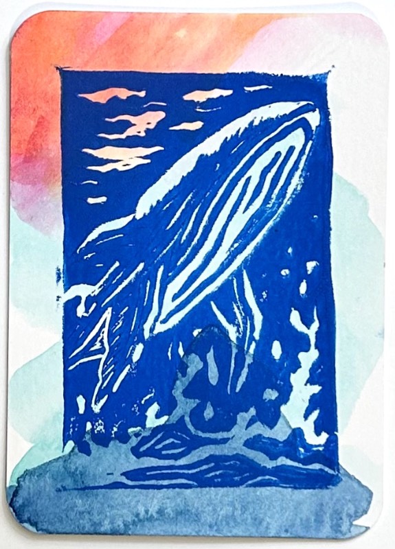 Whale Print 5 aceo art card