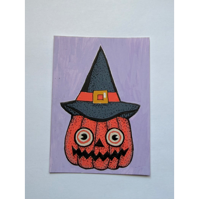 Vintage Pumpkin aceo art card thumbnail 1