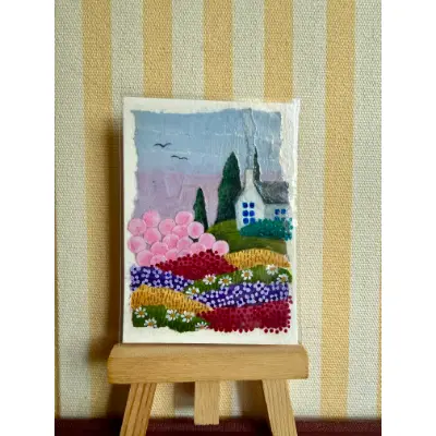 Home in the Flowers aceo art card thumbnail 2