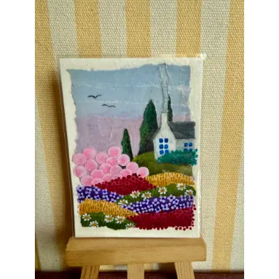 Home in the Flowers aceo art card thumbnail 1