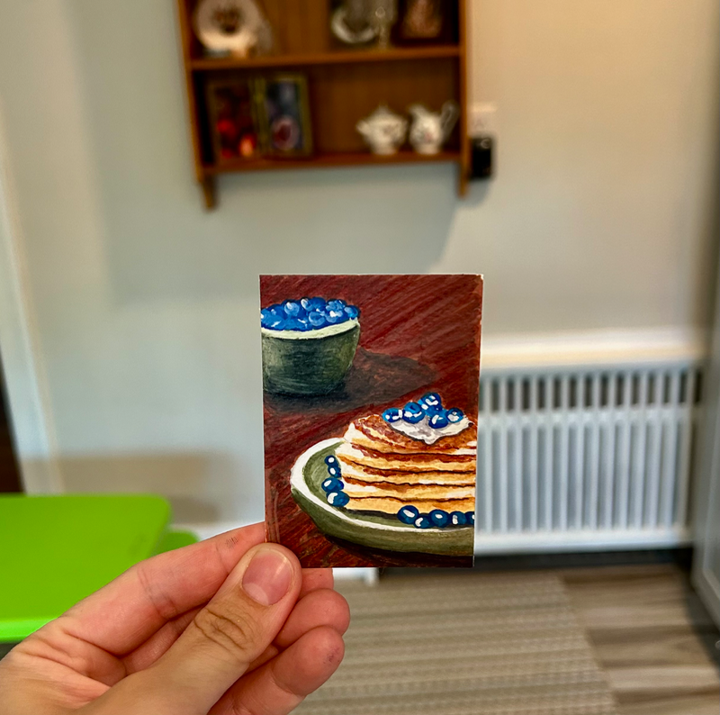 Blueberry Pancake Stack aceo art card