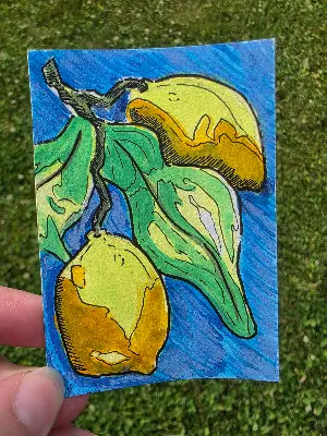 Little Lemons aceo art card thumbnail 1