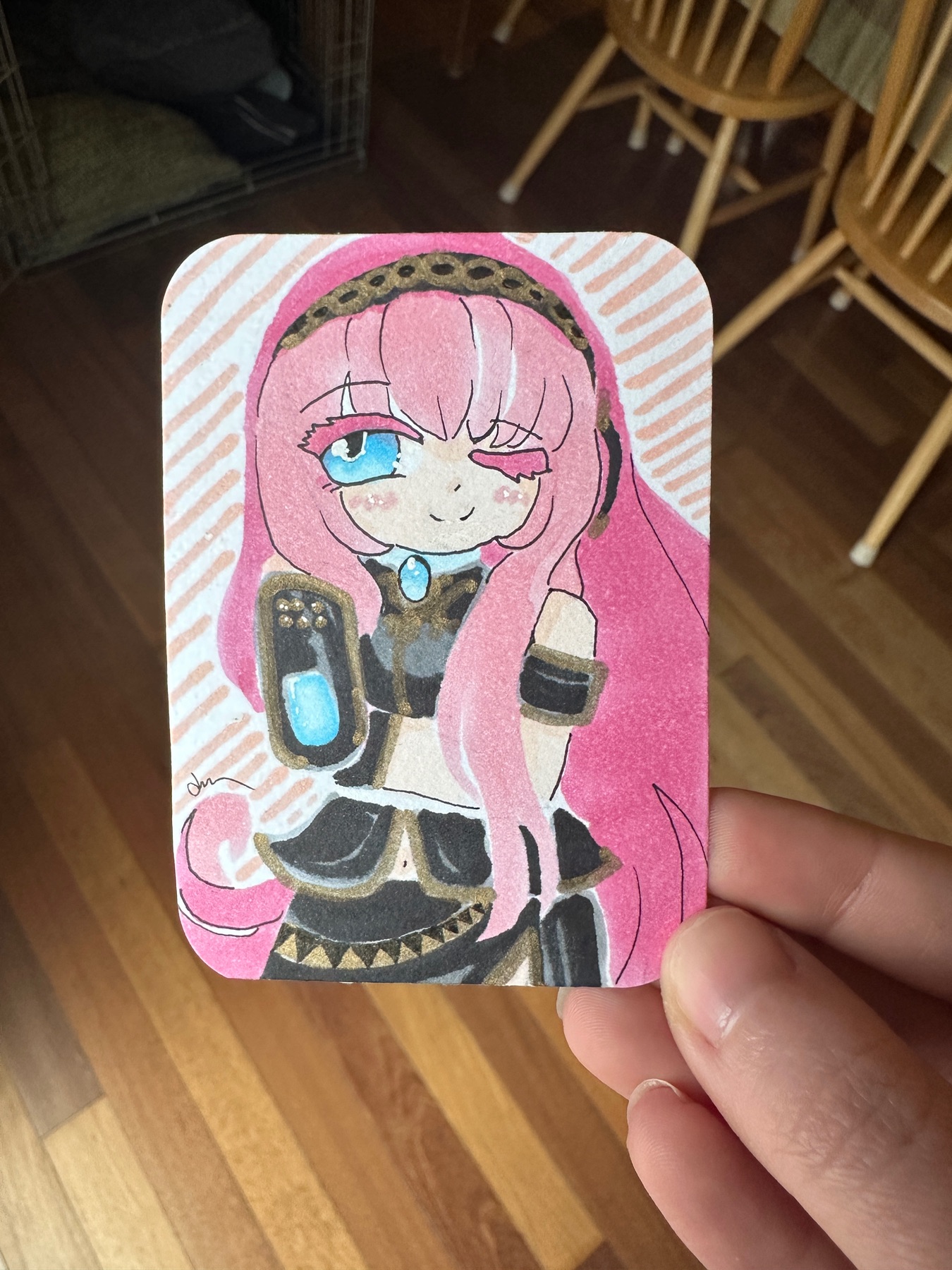 Vocaloid Megurine Luka Copic Illustration ACEO Original Card aceo art card