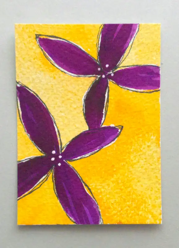 Purple Flowers 1 aceo art card