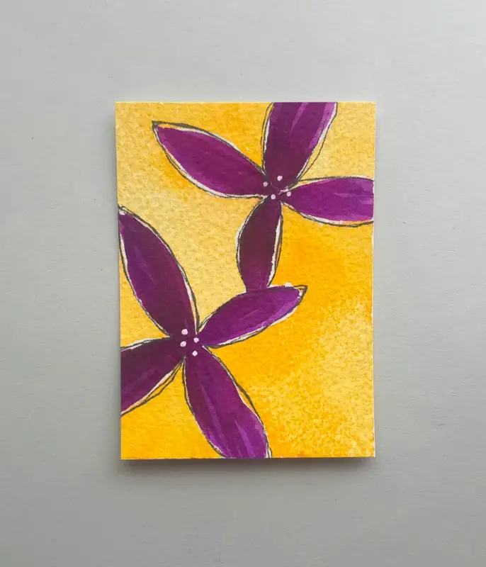 Purple Flowers 1 aceo art card