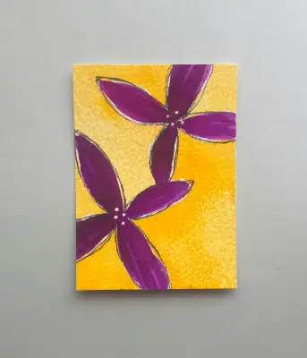 Purple Flowers 1 aceo art card thumbnail 1