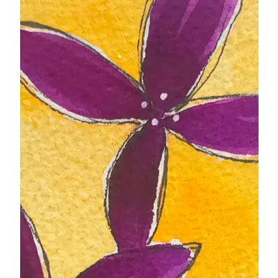 Purple Flowers 1 aceo art card thumbnail 3