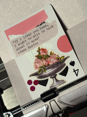 Quote Card #168 by Mazerzine pink flowers Jane Austin aceo art card thumbnail 2