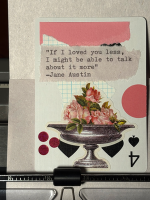 Quote Card #168 by Mazerzine pink flowers Jane Austin aceo art card thumbnail 1