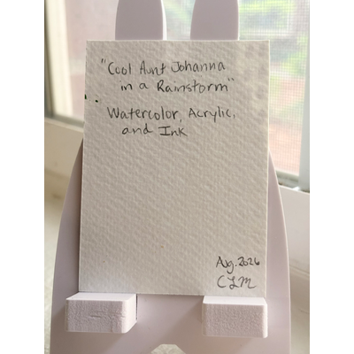 Cool Aunt Johanna in a Rainstorm aceo art card thumbnail 2