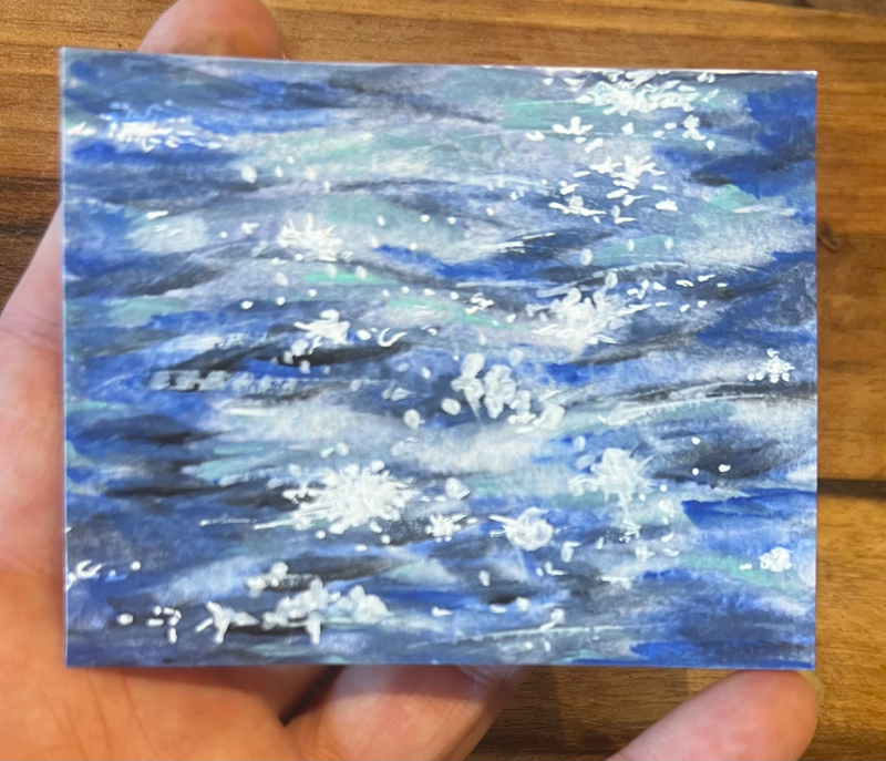 Sparkling waves aceo art card