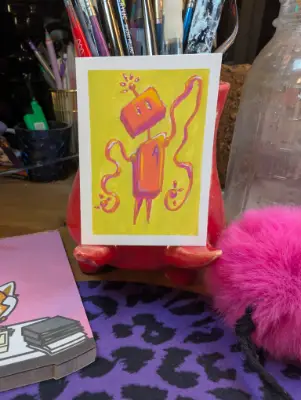 Toby | Doodle-bot  A Bit Of Terrific aceo art card thumbnail 3