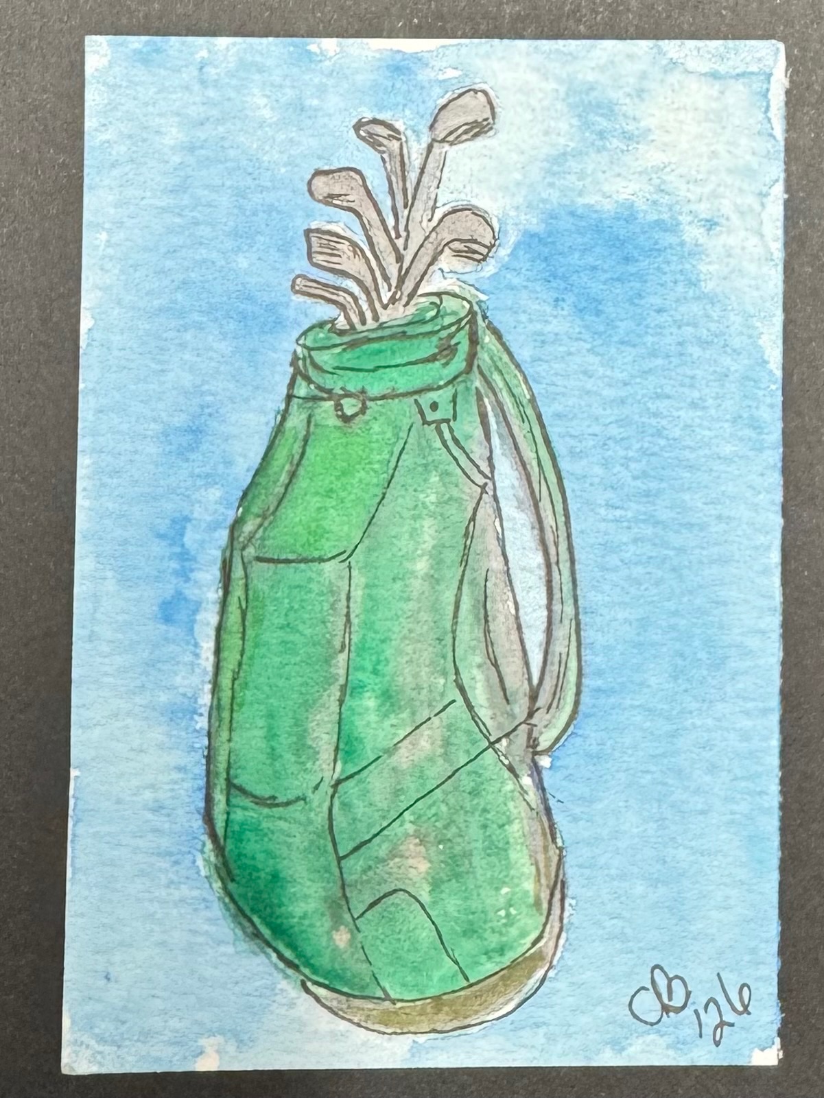 Golf Bag aceo art card
