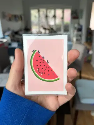 Watermelon & Ants aceo art card thumbnail 2
