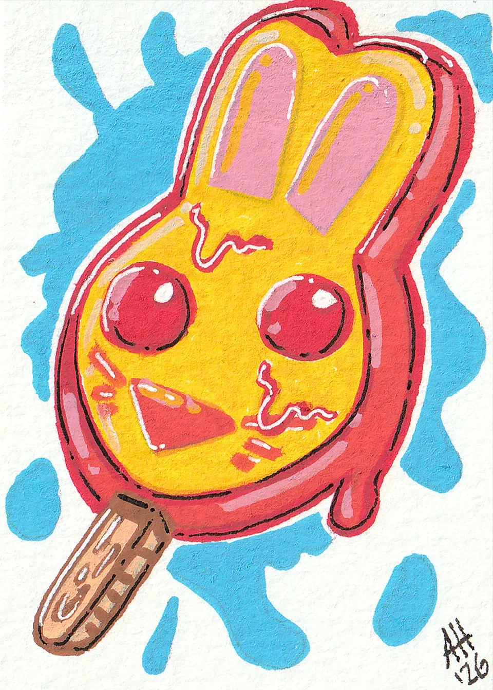 Bunny Popsicle aceo art card