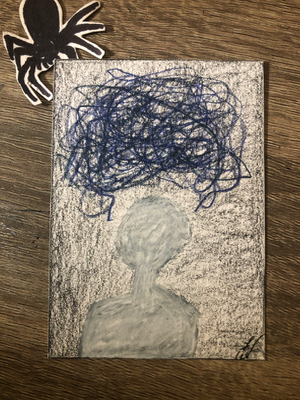 Overthinking aceo art card thumbnail 2