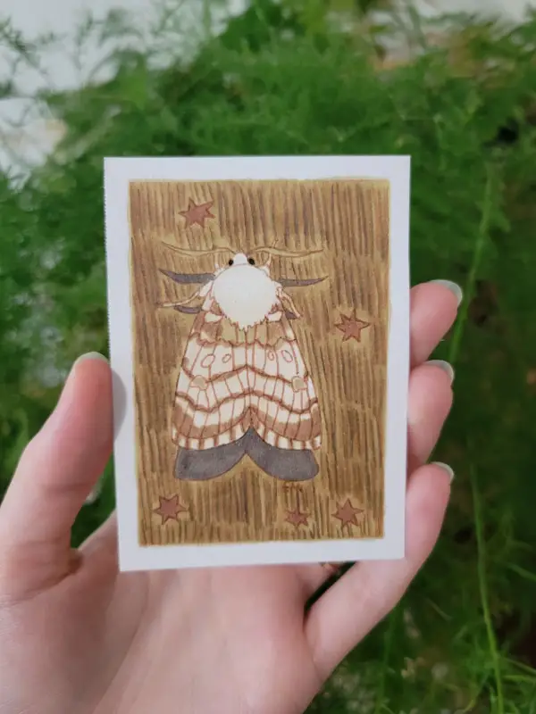 Heart Moth 𖹭 aceo art card