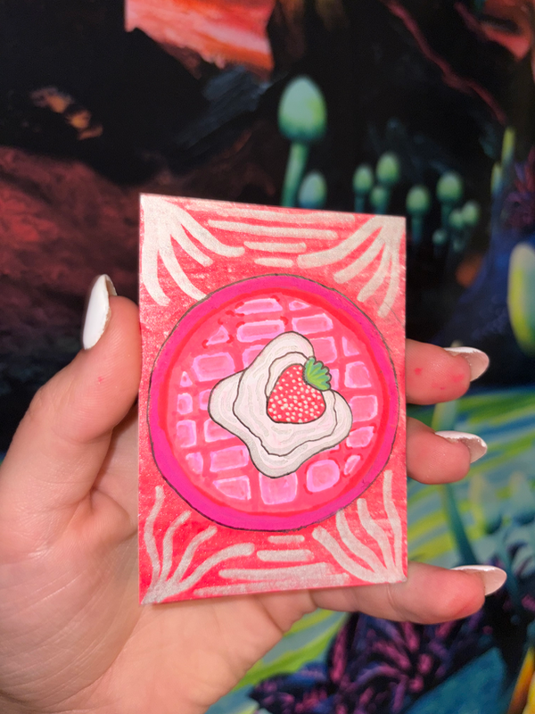 Strawberry Waffle Overload aceo art card